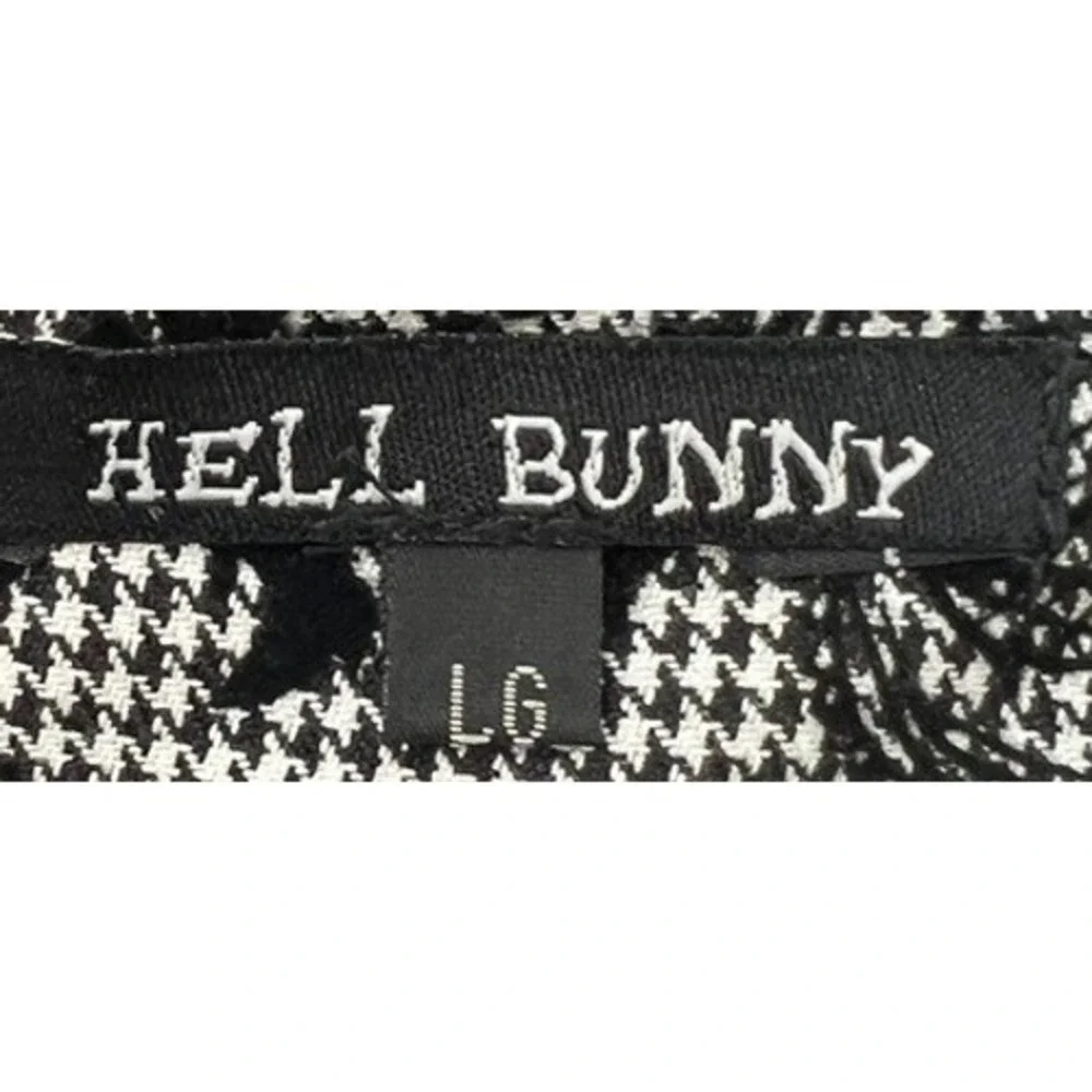 Hell Bunny Irene Skirt L Rare Deadstock Mall Goth Punk Damask Skull Houndstooth